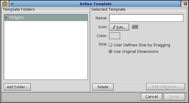 Define Template dialog